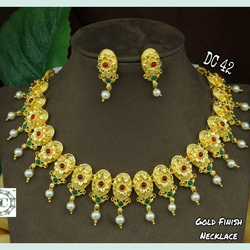 ruby ladies necklace-Diksha Collection Gold Plated Choker Necklace Set