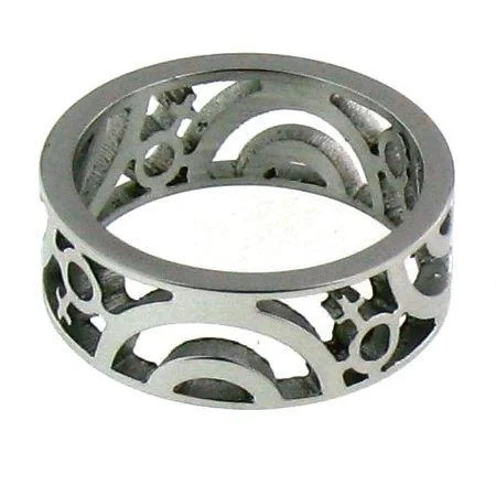 brushed metal ladies ring-Cutout Female Symbol Stainless Steel Ring / RRJ0098