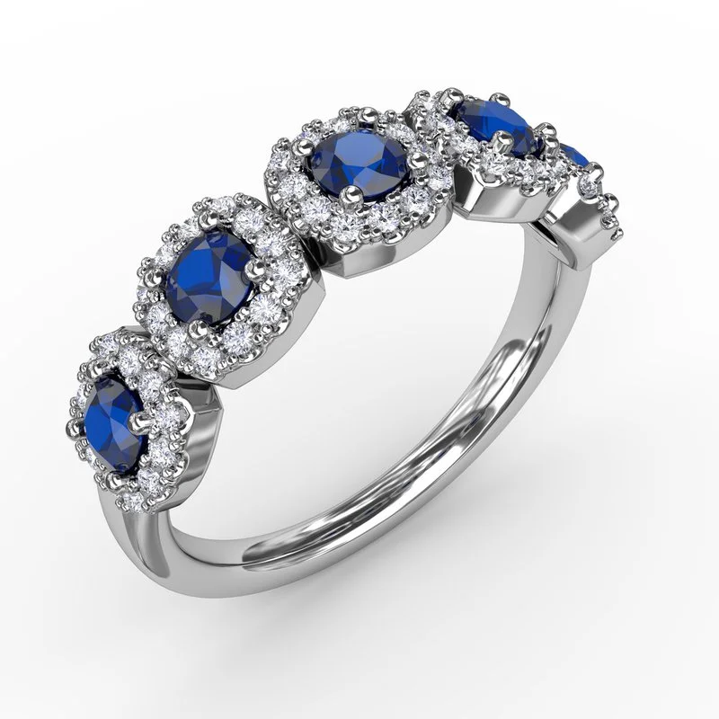 minimalist engagement ring for women-Blossoming Love Sapphire and Diamond Ring R1645S