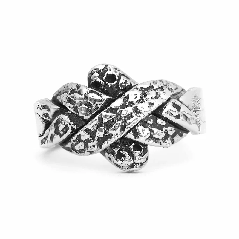 radiant-cut ladies ring-Sterling Silver Braided Ring / SSR0140