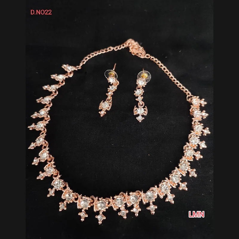 intricate beadwork ladies necklace-Lucentarts Jewellery Rose Gold Plated Austrian Stone Necklace Set