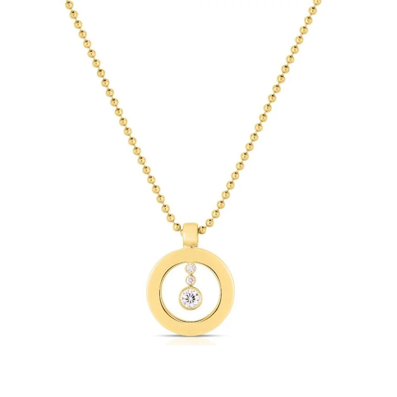 handcrafted ladies necklace-18k Yellow Gold Cento Diamond O Necklace