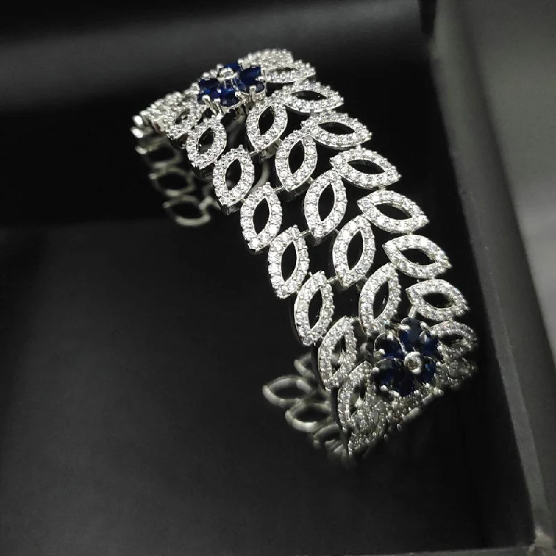 fashion jewelry ladies bracelet-Aamrapali  Silver Plated American Diamond Kada