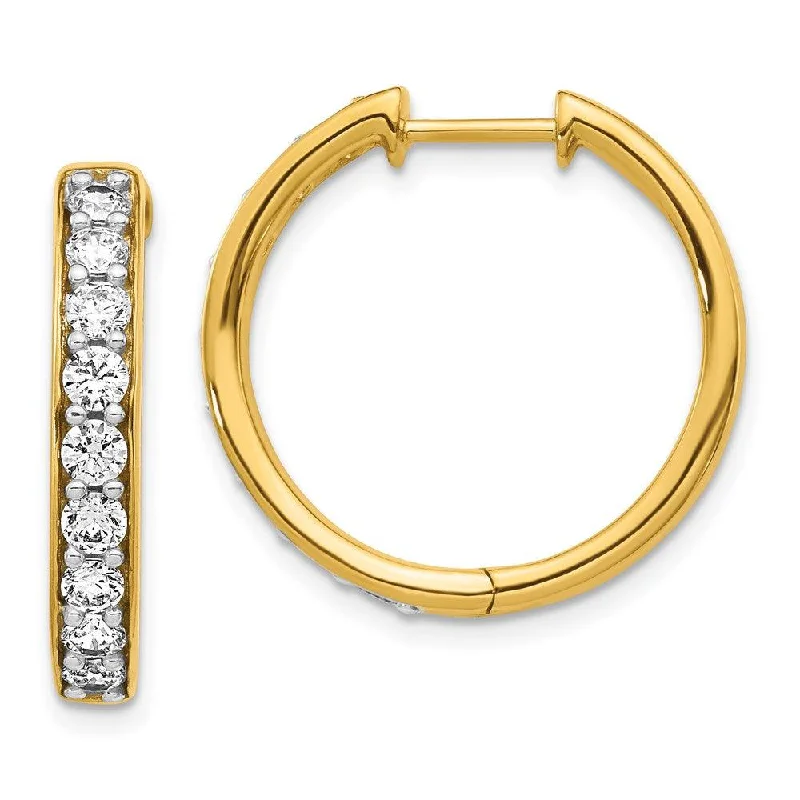 designer brand ladies earrings-14k Yellow Gold Diamond Hoop Earrings