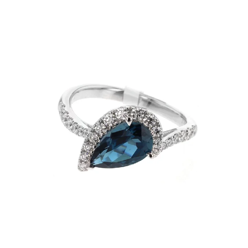 sapphire engagement ring for women-Blue Topaz & Diamond Ring