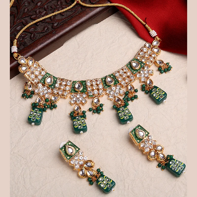 classic ladies necklace-Asmitta Gold Plated Austrian Necklace Set