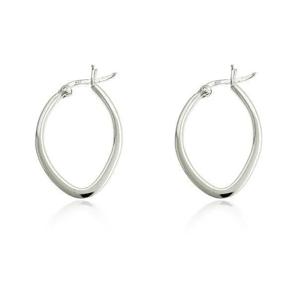 infinity ladies earrings-Sterling Silver Flat Oval Hoop Earrings