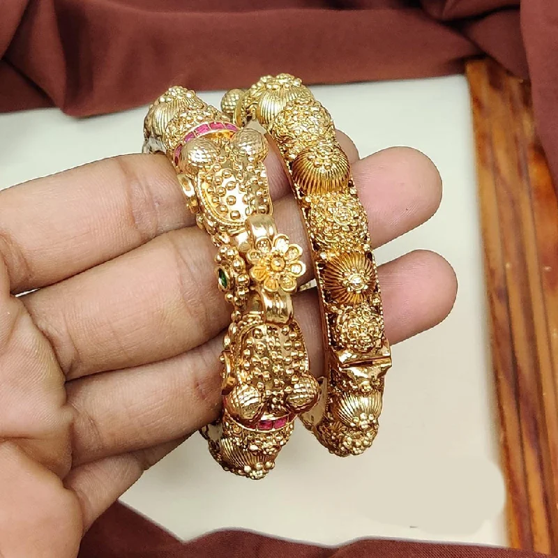 high-end designer ladies bracelet-Manisha Jewellery Gold Plated Kundan Stone Openable Bangle Set