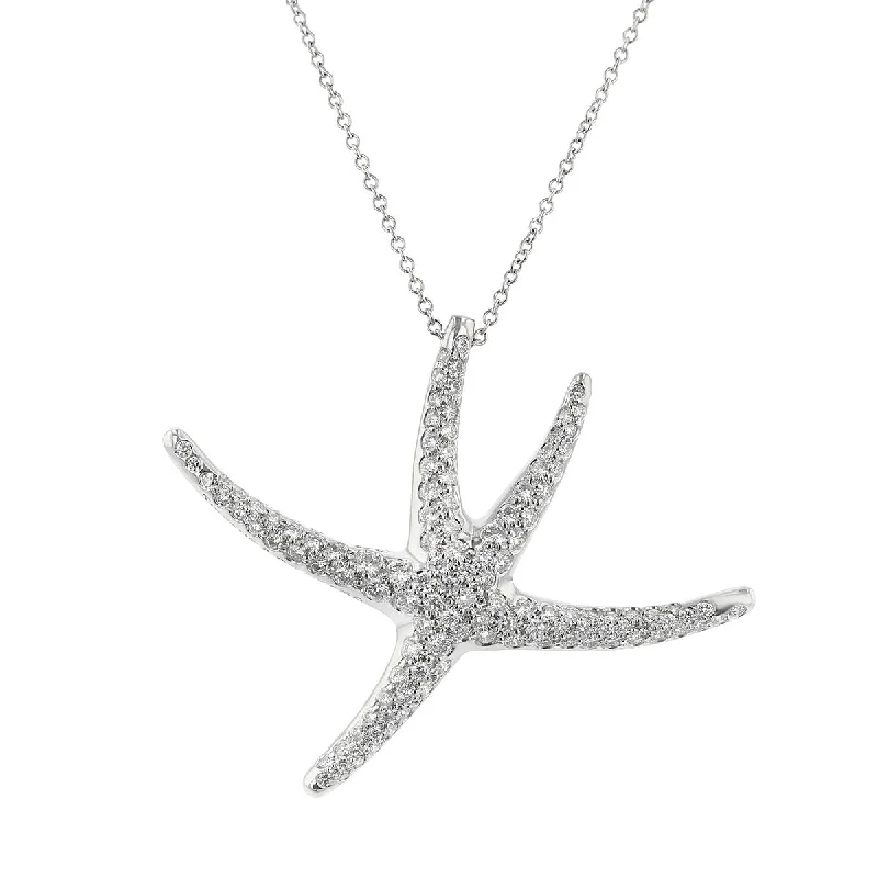 minimalist ladies necklace-Tiffany Elsa Peretti Starfish Diamond Necklace