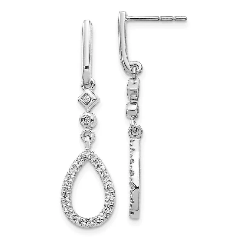 bold statement ladies earrings-14k White Gold Diamond Teardrop Earrings