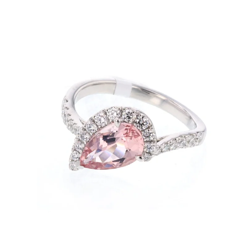 heart-shaped engagement ring for women-Morganite & Diamond Ring