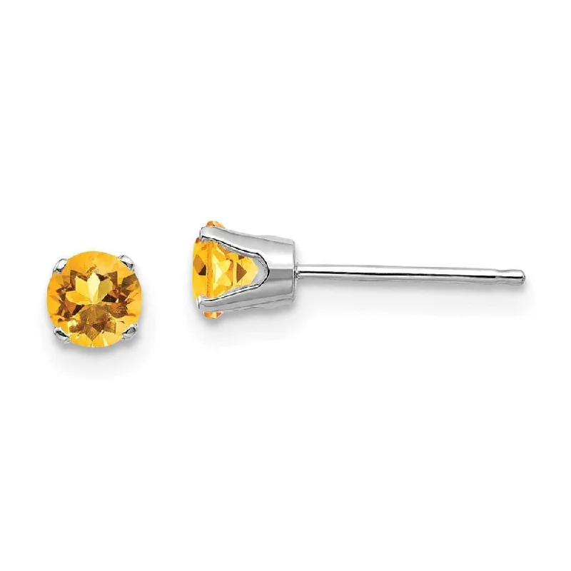 nature-inspired ladies earrings-14k White Gold 4mm Citrine Stud Earrings