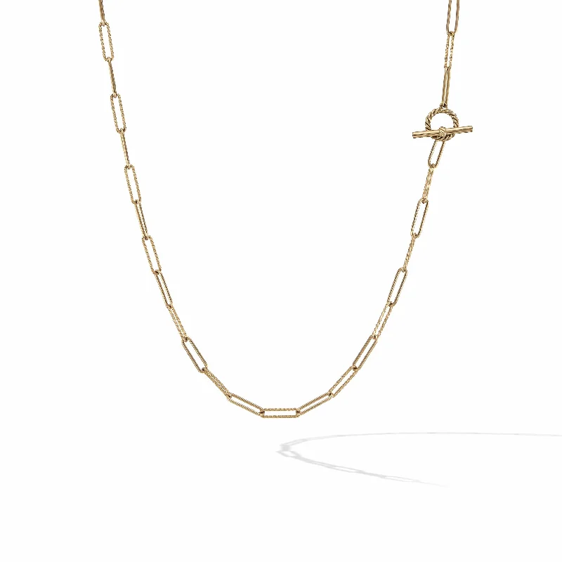 abstract artistic ladies necklace-DY Madison Elongated Chain Necklace in 18K Yellow Gold