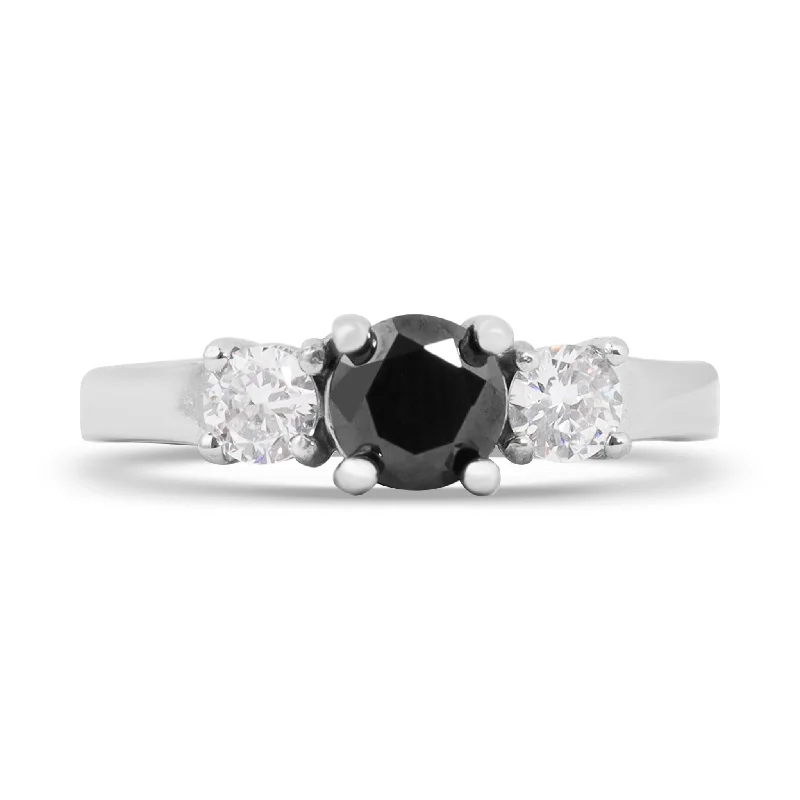 romantic infinity ladies ring-Stainless Steel CZ Black Stone Polished Ring / ZRJ4138