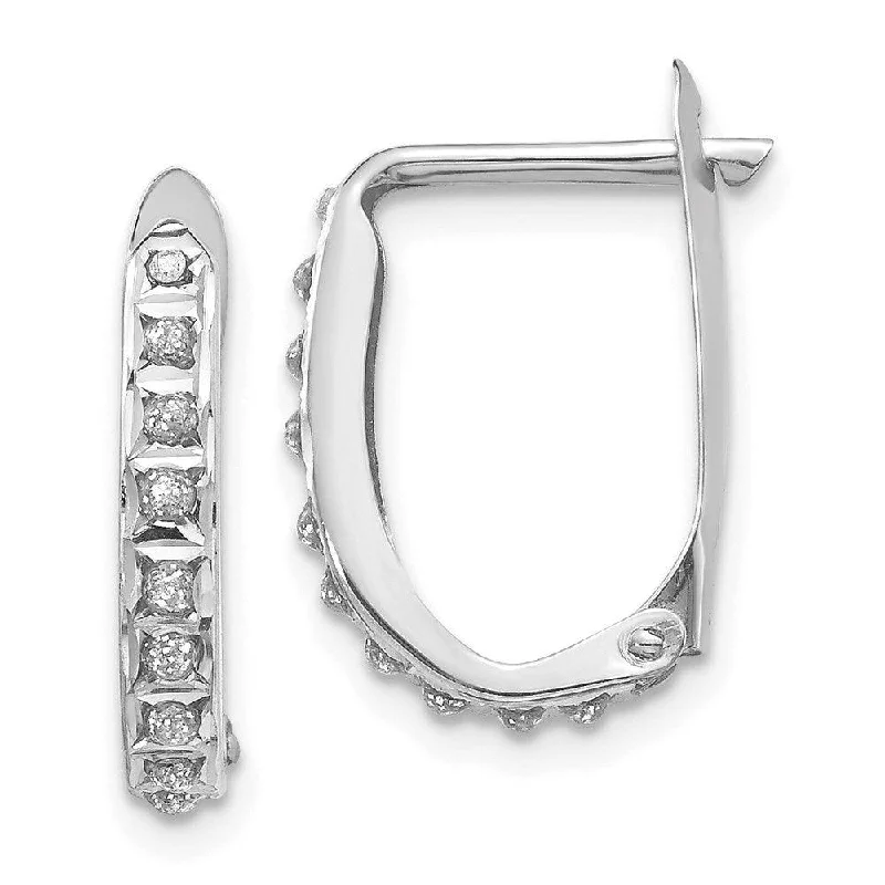 gold-plated ladies earrings-14k White Gold Diamond Fascination Leverback Hoop Earrings