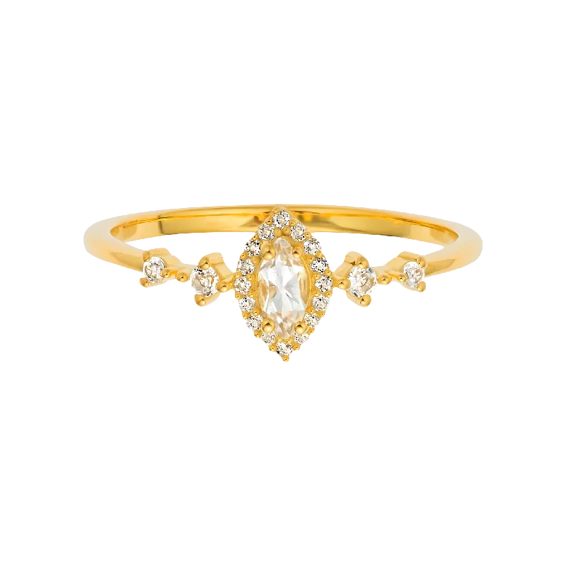 birthstone ladies ring-White Topaz Harlow Ring