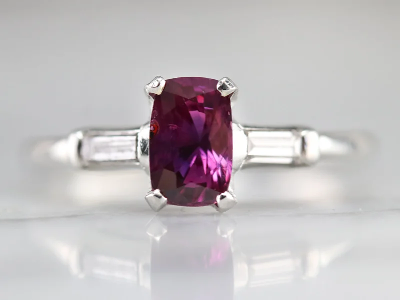 minimalist gold engagement ring for women-Platinum Pink Sapphire and Diamond Ring