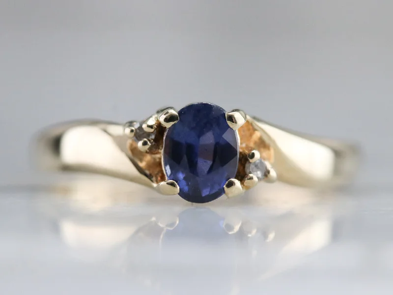 double band engagement ring for women-Gold Sapphire and Diamond Ring