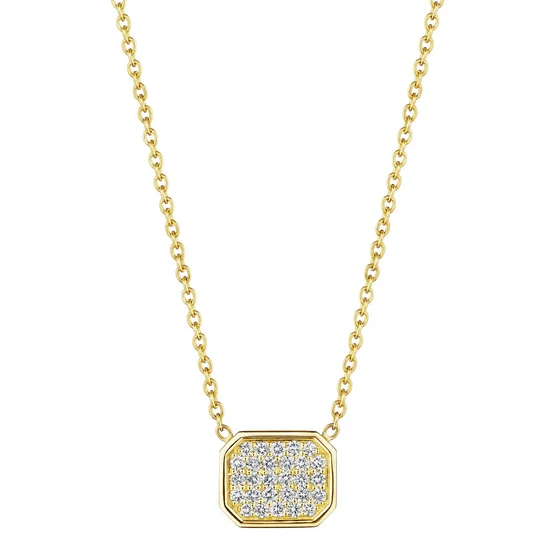 classic ladies necklace-Diamond Emerald Shape Necklace