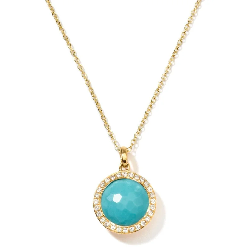 gold coin ladies necklace-Lollipop Small Pendant Necklace in Turquoise with Diamonds