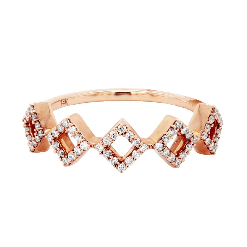 art deco ladies ring-ROSE GOLD FASHION RING WITH GEOMETRIC SHAPES, .25 CT TW