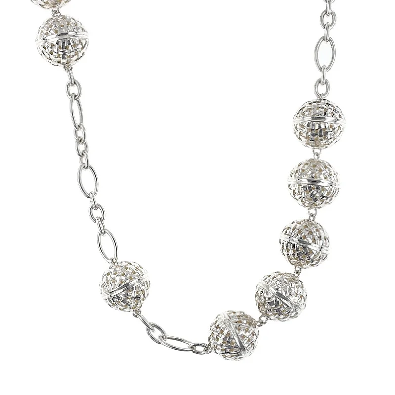 pendant ladies necklace-Slane 34-Inch Sterling Silver Balls Chain Necklace