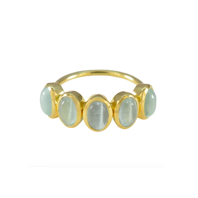 celestial theme ladies ring-Sky Blue Cats Eye Flow Ring