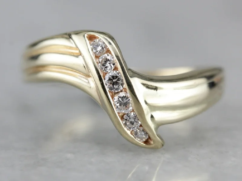 engraved vintage engagement ring for women-Modernist Diamond Ring