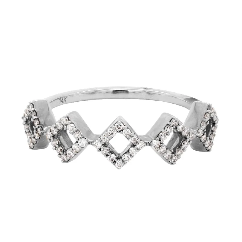 high-end designer ladies ring-WHITE GOLD FASHION RING WITH GEOMETRIC SHAPES, .25 CT TW