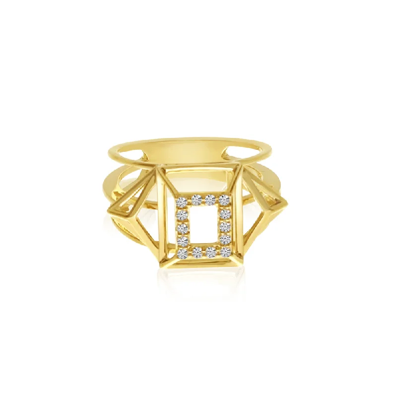 nature-inspired engagement ring for women-GEOMETRIC DIAMOND RING RM10118-BC