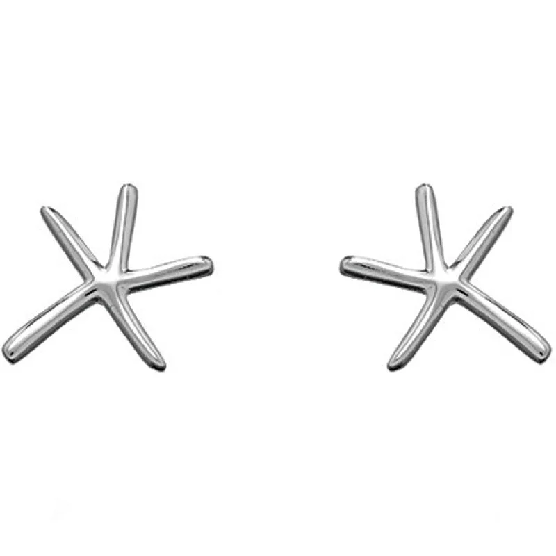 starry night ladies earrings-Classic Women's Earrings - Sterling Silver Flat Starfish Post Back Closure | A-1694