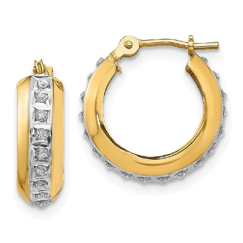 chandelier ladies earrings-14kDiamond Fascination Round Huggy Hinged Hoop Earrings