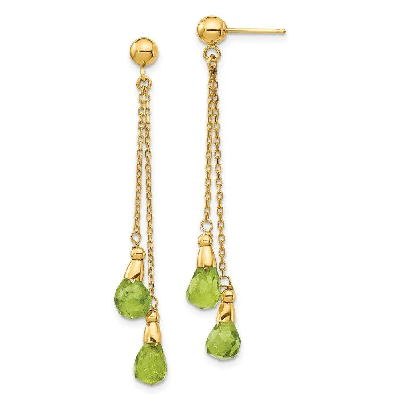 small diamond stud ladies earrings-14k Peridot Dangle Earrings