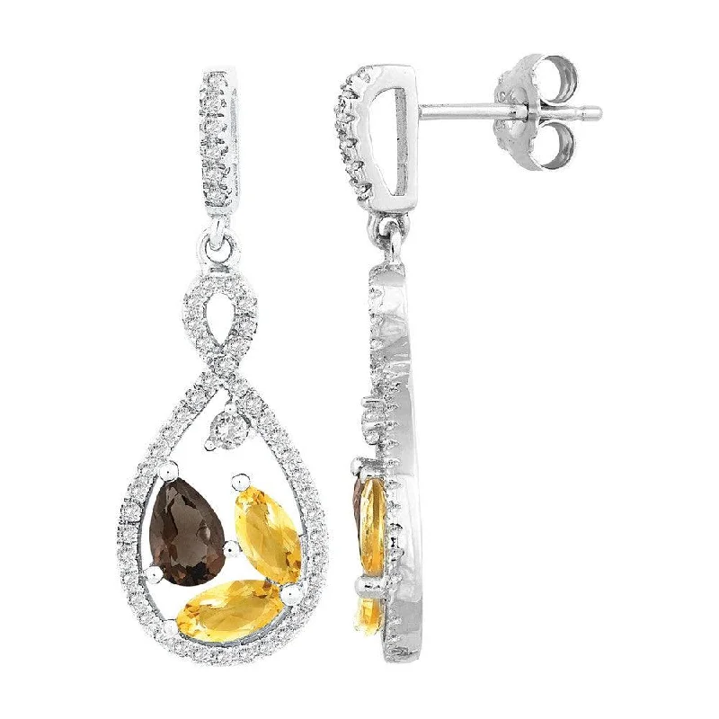 enamel painted ladies earrings-Sterling Silver Multi Marquise Citrine Earrings