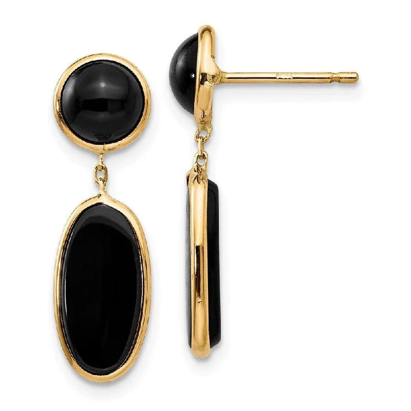 pearl ladies earrings-14k Onyx Oval Dangle Post Earrings