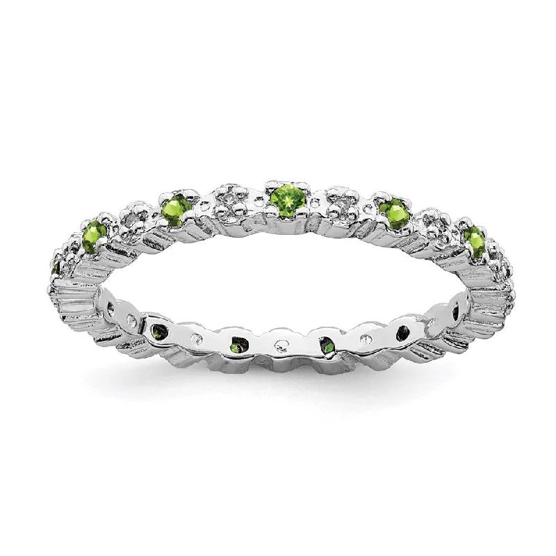 infinity engagement ring for women-Sterling Silver Stackable Expressions Peridot & Diamond Ring | QSK539