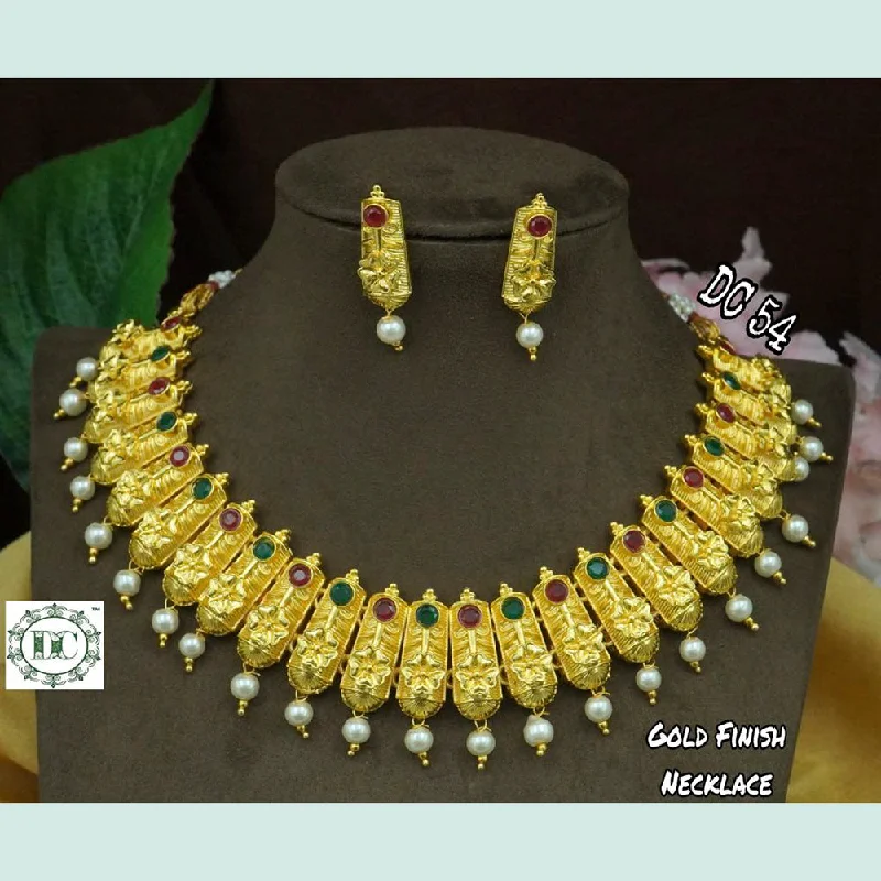 emerald ladies necklace-Diksha Collection Gold Plated Choker Necklace Set