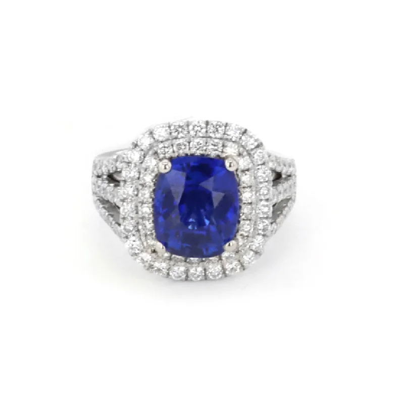 heirloom diamond engagement ring for women-Blue Sapphire & Diamond Ring