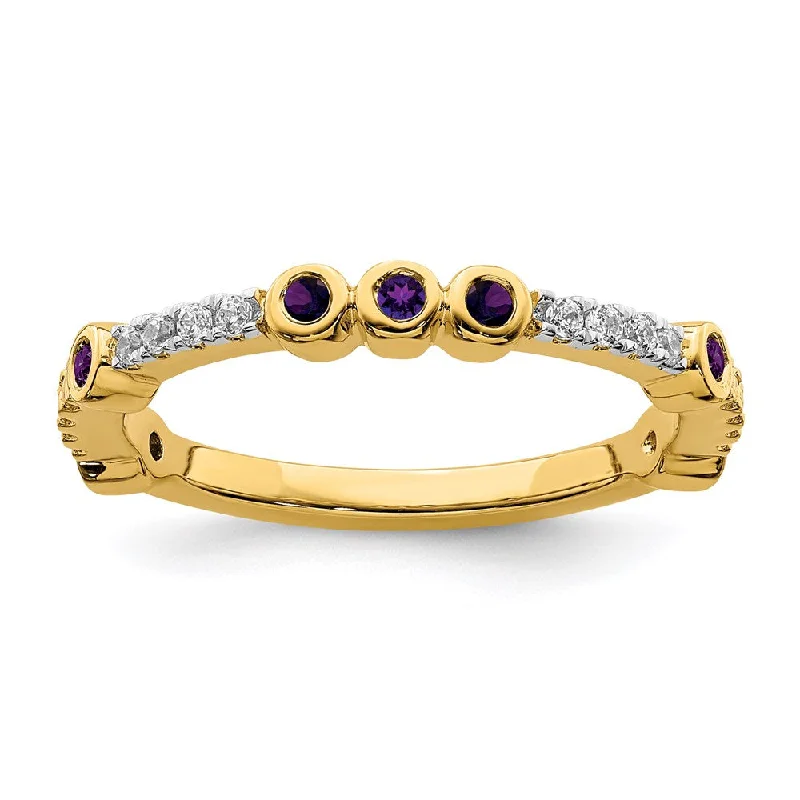 rose gold engagement ring for women-14k Stackable Expressions Amethyst and Diamond Ring | SK2065