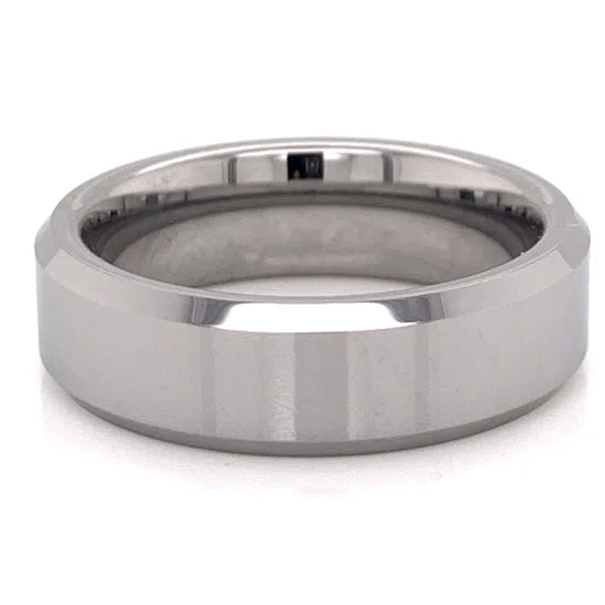 trillion-cut ladies ring-Polished Tungsten Comfort Fit Ring / TGR1026