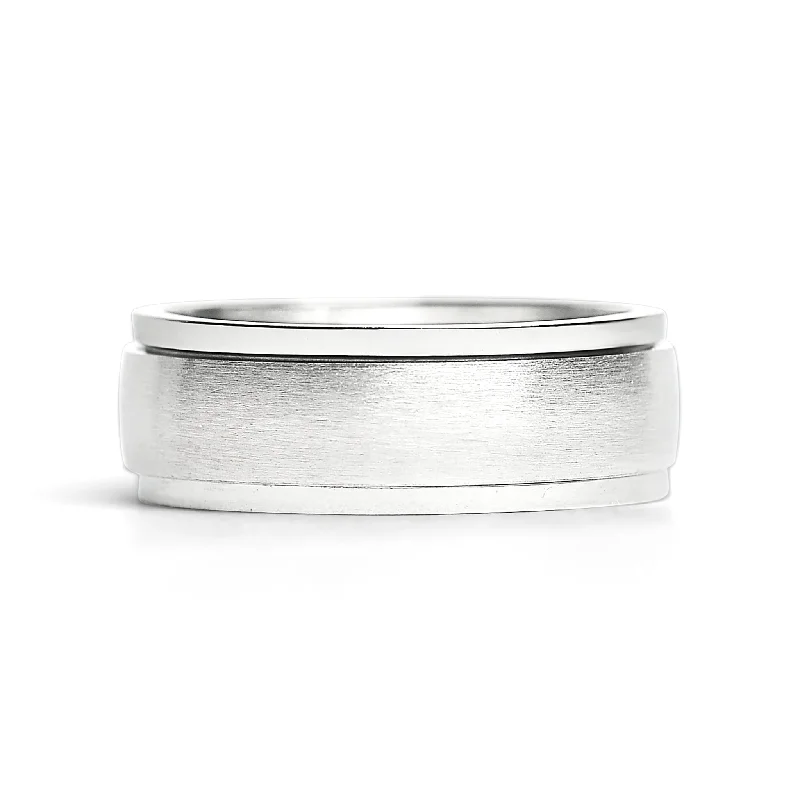 brushed metal ladies ring-Stainless Steel Polished Spinner Ring / SRJ0004