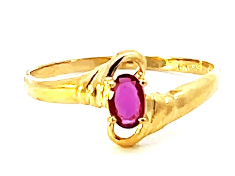 gradient gemstone ladies ring-Red Ruby Ring in 14k Yellow Gold