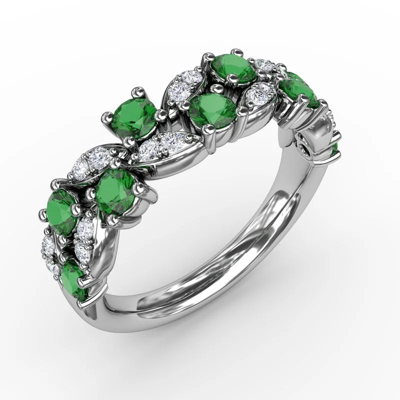 infinity engagement ring for women-Marquise Emerald and Diamond Ring R1736E