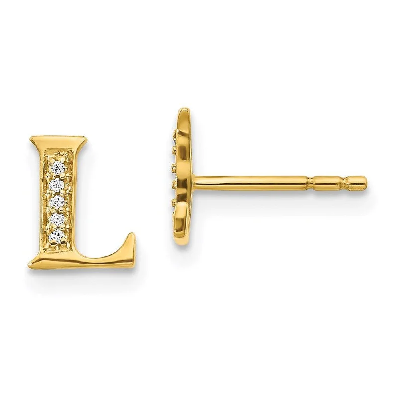 diamond ladies earrings-14k Diamond Initial L Earrings