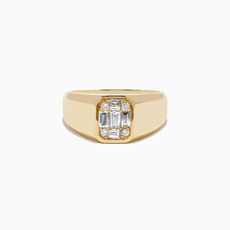 minimalist engagement ring for women-Men's 14K Yellow Gold Diamond Ring