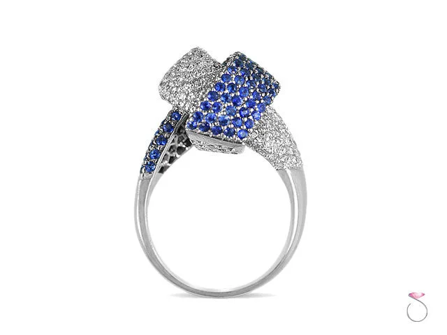 romantic infinity ladies ring-Blue Sapphire & Diamond Knot Ring 2.00ct Pave' set in 18K