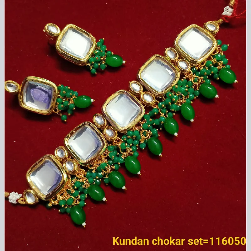 intricate beadwork ladies necklace-Padmawati Bangles Gold Plated Choker Necklace Set