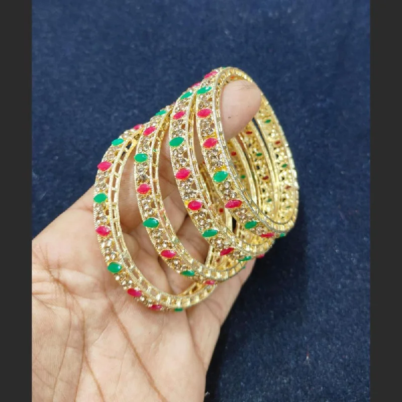 crystal ladies bracelet-Pooja Bangles Gold Plated Kundan Stone Bangles Set