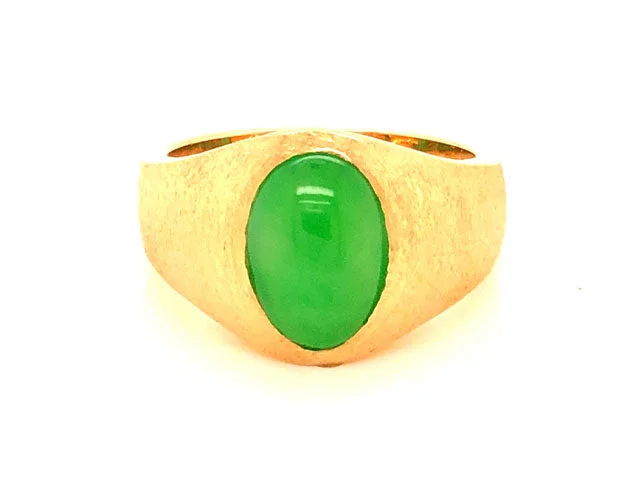 silver ladies ring-Imperial Green Jadeite Jade Ring -14k Yellow Gold