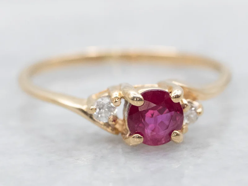 luxury designer engagement ring for women-Sweet Ruby and Diamond Ring